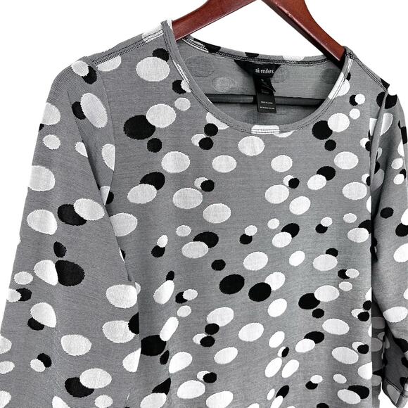 Ali Miles Sz Medium Wearable Art to Wear Gray Artsy Blouse Shirt Top Mature - Picture 5 of 9